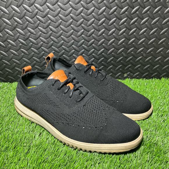 Cole Haan Grand Stitchlite Black wing Tip Oxford Lightweight Shoes Mens Size 9.5 - Picture 1 of 7